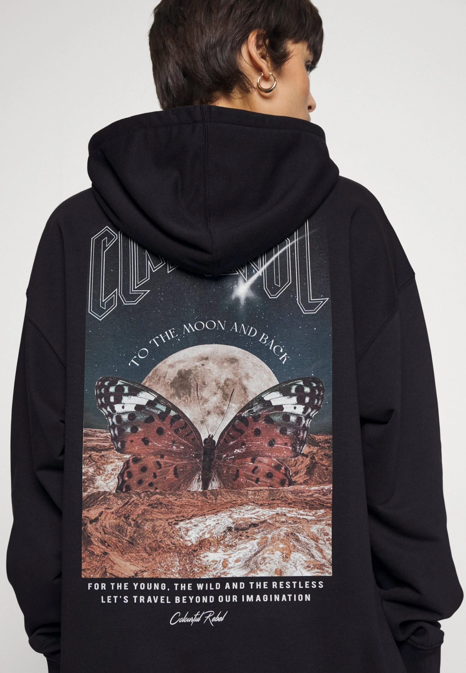 COLOURFUL REBEL Moon Oversized Hoodie - Sweatshirt - Black 8 COLOURFUL REBEL Moon Oversized Hoodie - Sweatshirt - Black - Bilde 6