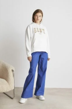 Gant Rel Logo Hoodie - Sweatshirt - Eggshell -Gant shop fbccde5a80054c2b954093d78530054f scaled